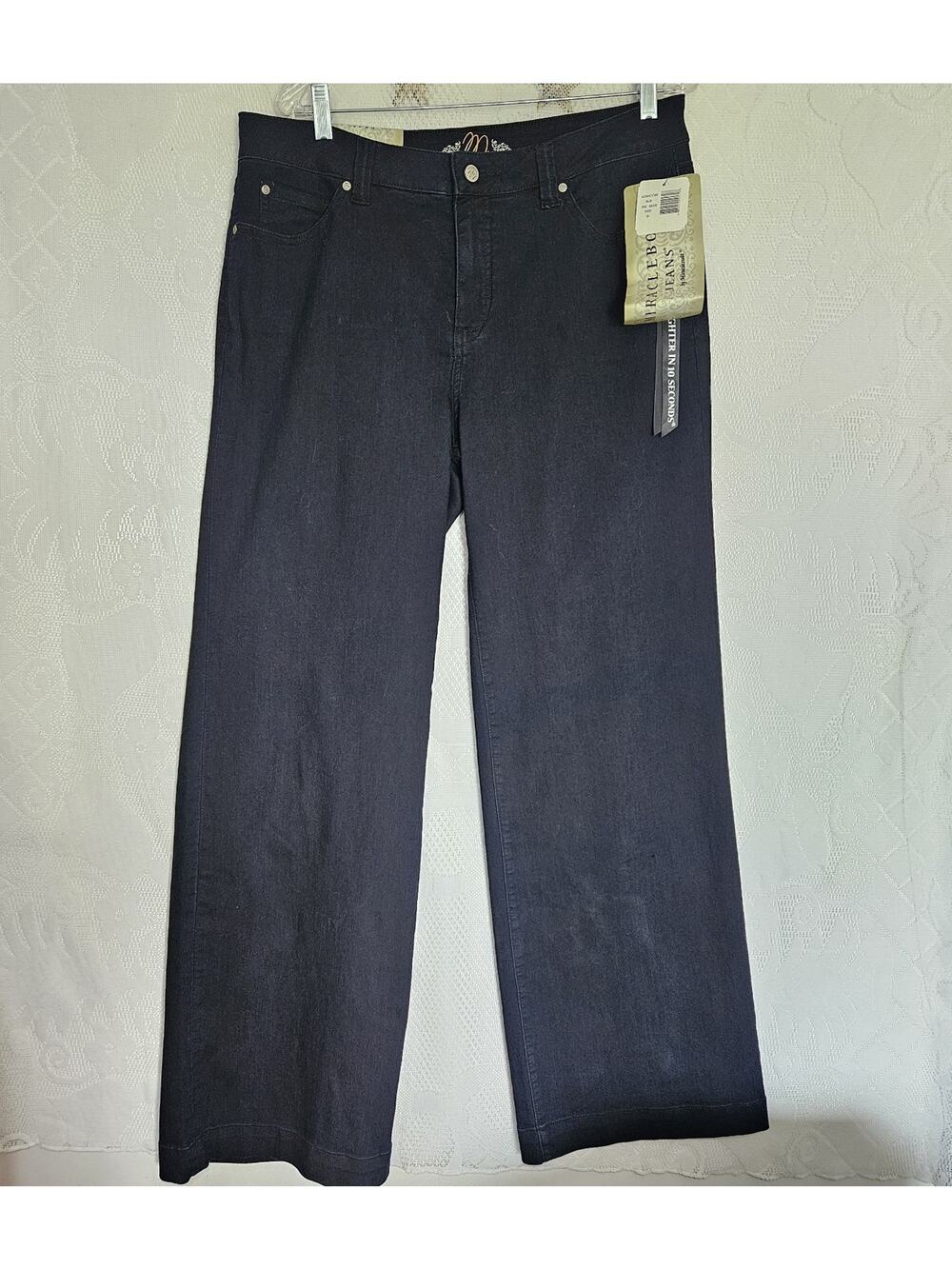 Miraclebody Size 16 Samantha Wide Leg Dark Wash Denim Jeans Tummy Control 90s